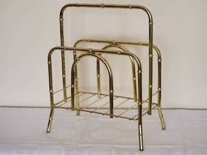 lot 58 image: Hollywood Regency Golden Bamboo Magazine Rack