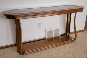 lot 27 image: Vintage Brass Band Accent Console Table