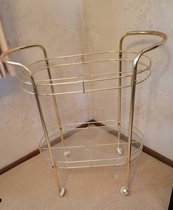 lot 26 image: Retro Goldtone Bar Cart, as