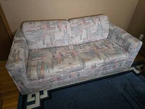 lot 249 image: Vintage Patterned Sleeper Sofa
