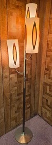 lot 13 image: Mid-Century Modern Vintage Danish Floor Lamp - 3 Torchiere Cylinder Fixtures