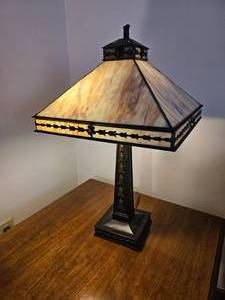 lot 20A image: Mission Tiffany Style Stained Table Lamp