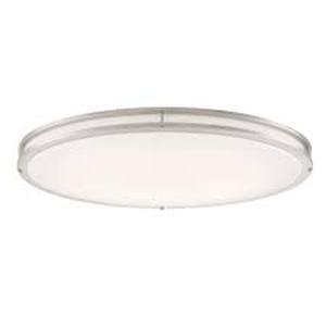 Commercial Electric DC Series 32 in. 1-Light Modern Brushed Nickel Selectable Dimmable LED Oval Flush Mount with White Acrylic Shade    Customer Returns See Pictures