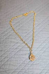 lot 10 image: Gold-Plated Chain Necklace with Crystal Pendant
