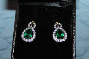 lot 23 image: GoldCoast Silver Earrings with Teardrop Green Gemstones