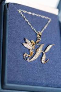 lot 38 image: Elegant Angel Pendant Necklace with Rhinestones