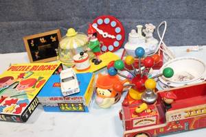 lot 56 image: Collection of Vintage Toys and Disneyland 99 Pin Frame