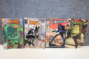 lot 60 image: Collection of 4 Comic Books Avengers, Shadow Hawk, Starman, Shrek