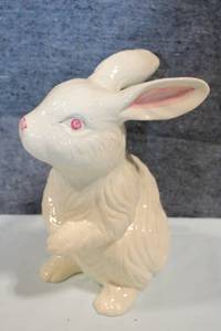 lot 66 image: Ceramic Rabbit Figurine with Pink Accents