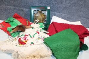 lot 68 image: Festive Christmas Decorations with Tree Topper and Tree Skirts