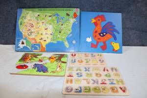 lot 73 image: Set of 5 Educational Wooden Puzzles for Children