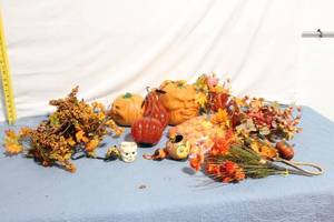 lot 83 image: Autumn Halloween Decor Assortment with Ceramic Pumpkins and Fall Accents