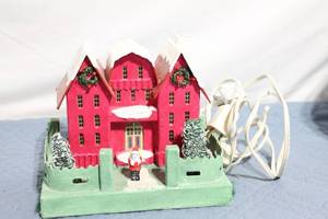 lot 97 image: Vintage Ceramic Light-Up Christmas Village House