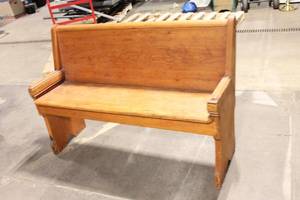 lot 113 image: Vintage Wooden Church Pew Bench
