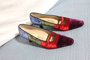 lot 161 image: Salvatore Ferragamo Multicolor Velvet Womens Heels