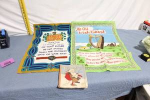 lot 170 image: Vintage Irish Themed Tea Towels and Santa Claus Booklet
