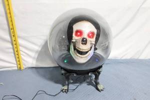 lot 172 image: Halloween Skull Globe with Red LED Eyes