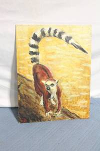 lot 187 image: Original Artwork Painting of a Lemur on Canvas