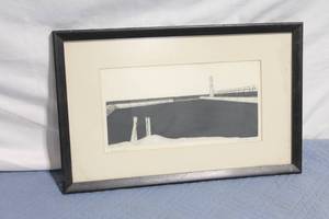 lot 189 image: Framed 1972 Kris Koss Artwork Breakwater