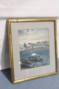 lot 191 image: Framed Japanese Woodblock Print of a Scenic Landscape