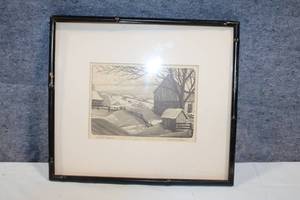 lot 206 image: Harlan Scheffler Winter Pastoral Framed Print