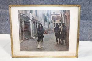 lot 208 image: Framed John Singer Sargent Print Street in Venice