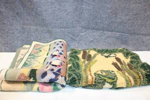 lot 217 image: Set of 2 Vintage Hand-Hooked Wool Rugs with Nature Scenes