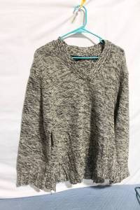 lot 277 image: Sigrid Olsen Womens XL Sweater in Gray and Black Knit