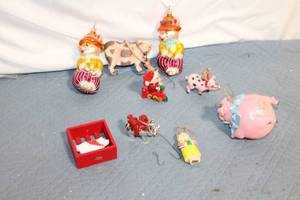 lot 297 image: Assorted Pig-Themed Christmas Ornaments Collection