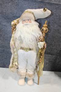 lot 311 image: Elegant Santa Claus Figurine with Golden Accents