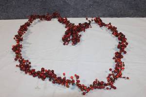 lot 313 image: Vintage Beaded Necklace with Red and Amber Glass Beads