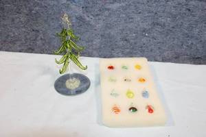 lot 314 image: LS Arts Glass Christmas Tree with Set of 12 Ornaments