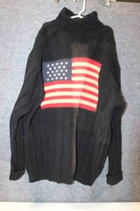 lot 324 image: Black Knit Sweater with American Flag Design