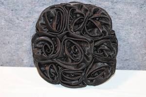 lot 339 image: Black Rosette Evening Clutch Bag with Chain Strap