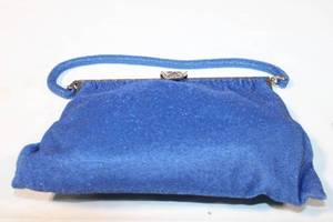 lot 344 image: Vintage Blue Evening Handbag with Decorative Clasp
