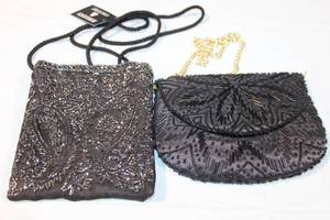 lot 345 image: Set of 2 Beaded Evening Bags with Chain Straps