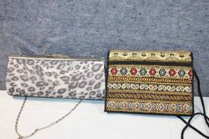 lot 353 image: Set of 2 Evening Clutches Leopard Print and Embellished Design