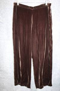lot 372 image: Ralph Lauren Womens Dark Brown Velvet Wide-Leg Pants Size 18W