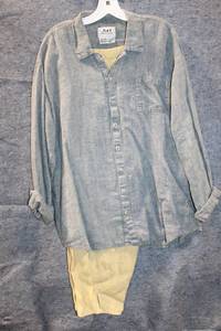 lot 397 image: FLAX Medium 100% Linen Shirt and Pants Set