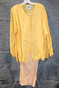 lot 399 image: Flax Medium 100% Linen Yellow Long Cardigan with Pants