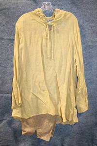lot 400 image: Flax Yellow Hooded Tunic and Drawstring Pants Linen Set - Medium