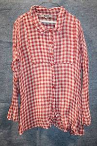 lot 406 image: FLAX Red and White Checkered Blouse, Size M
