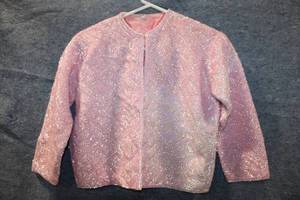 lot 425 image: Vintage Pink Sequined Jacket Size 36