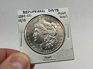 1884-CC Morgan Silver Dollar w Re-Punched Date  VAM-2