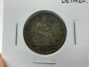 1853 Seated Liberty Silver Quarter w Arrows & Rays