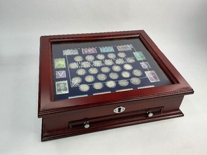 41pc Silver Mercury Dime and Stamp Collection with Display Box