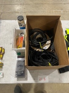 TRAILER PLUGS, ROLLS OF HEAT SHRINK, ELECTRICAL CONDUIT, & JAR OF PUSHIN CONNECTORS