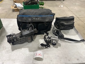 BLACKS VIDEO CAMCORDER & OLYMPUS CAMERA W CASES