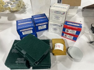 SUPER FINE, VERY FINE, FINE FOAM BACKED PADS & 3M SCOTCH BRITE PADS & 4 ADHESIVE BACKED SANDING DISCS