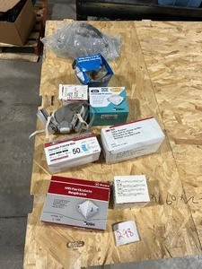 TABLE FULL OF MASKS & FACE SHIELD